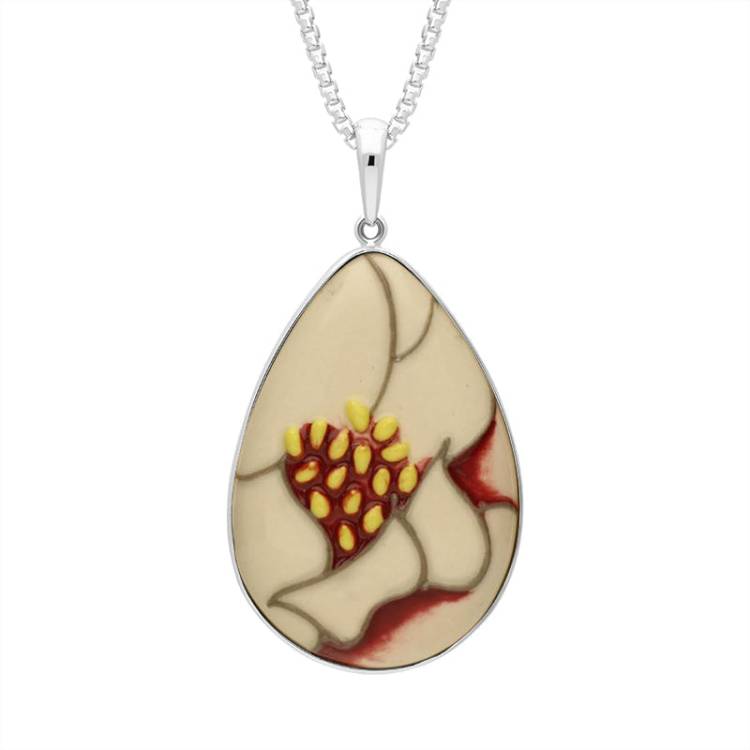 Sterling Silver Moorcroft Eyes For You Pear Necklace - Silver
