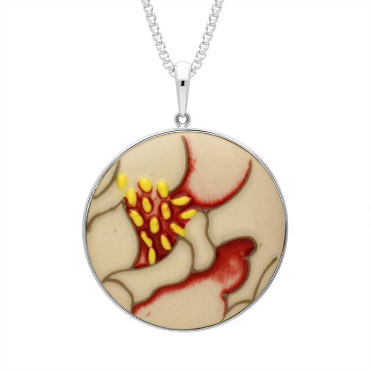 Sterling Silver Moorcroft Eyes For You Round Necklace - Silver