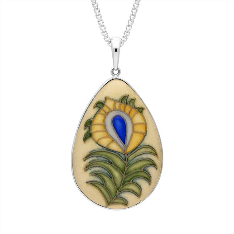 Sterling Silver Moorcroft Feather Pear Necklace - Silver