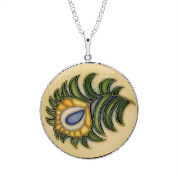 Sterling Silver Moorcroft Feather Round Necklace - Silver