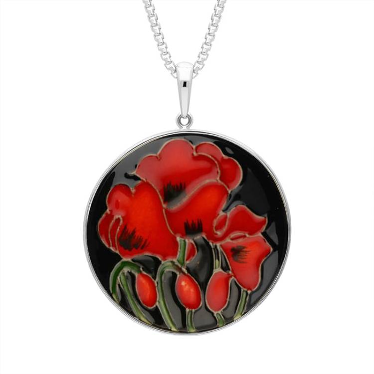 Sterling Silver Moorcroft Forever England 4 Round Necklace - Silver