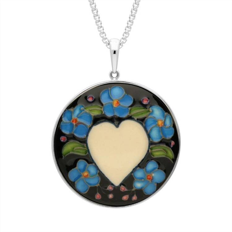 Sterling Silver Moorcroft Loved Up 2 Round Necklace - Silver