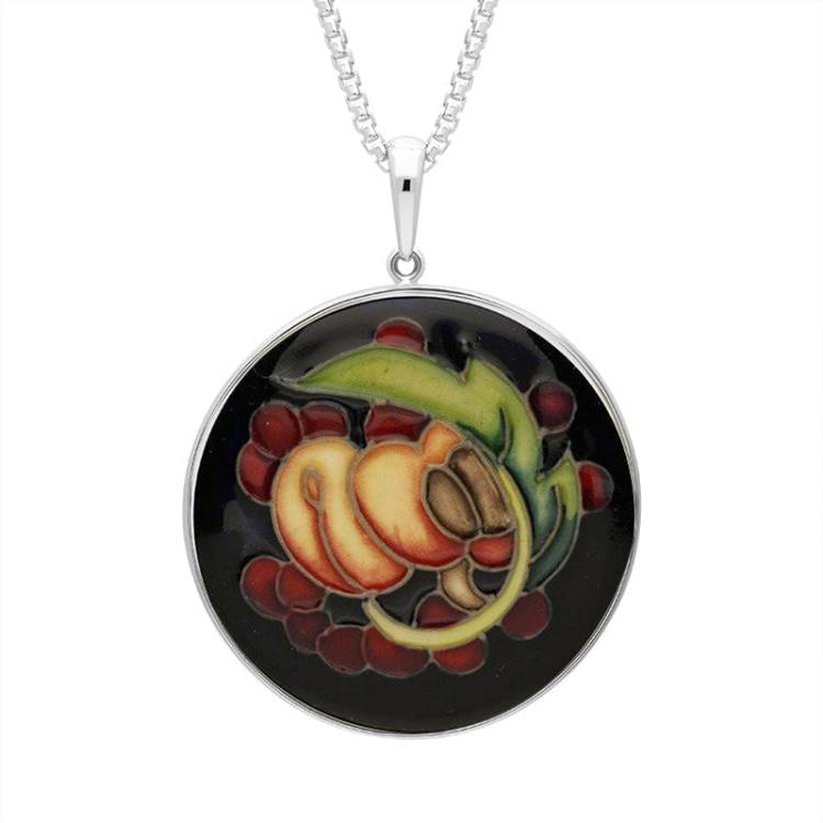 Sterling Silver Moorcroft Queens Choice Round Necklace - Silver