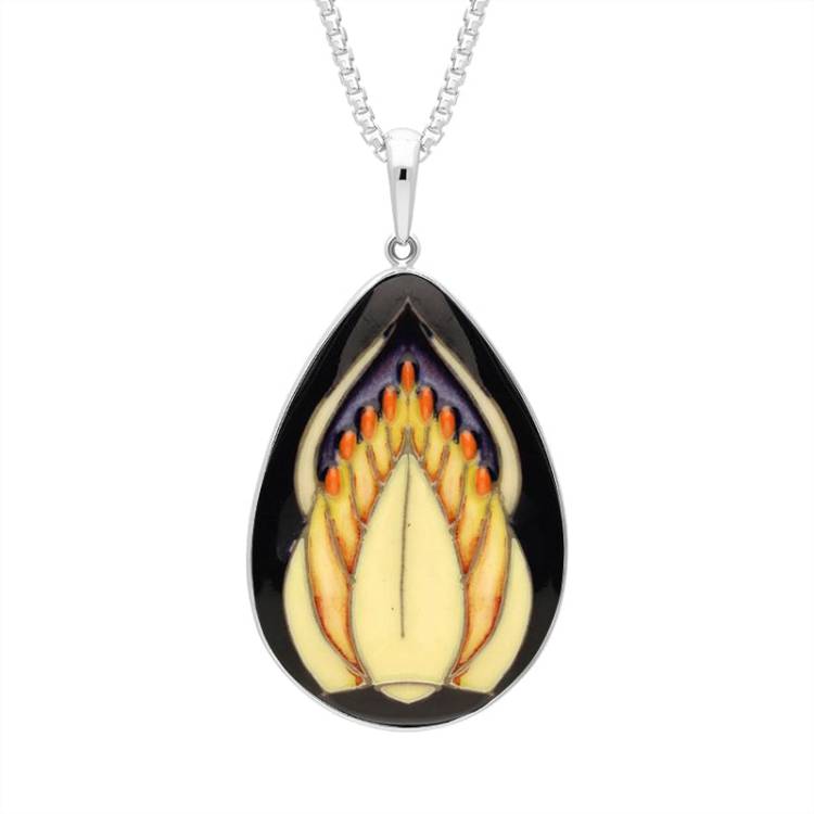 Sterling Silver Moorcroft Seeded Flower Pear Necklace - Silver
