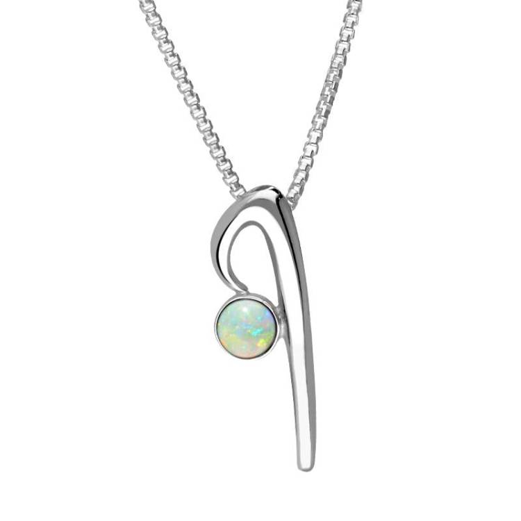 Sterling Silver Opal Love Letters Initial I Necklace - Silver