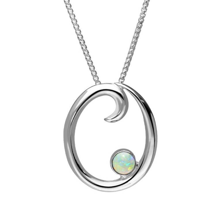 Sterling Silver Opal Love Letters Initial O Necklace - Silver