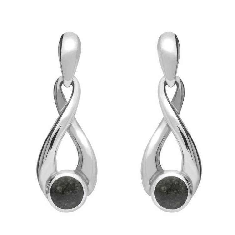 Sterling Silver Preseli Bluestone Eternity Loop Drop Earrings, - Option1 Value