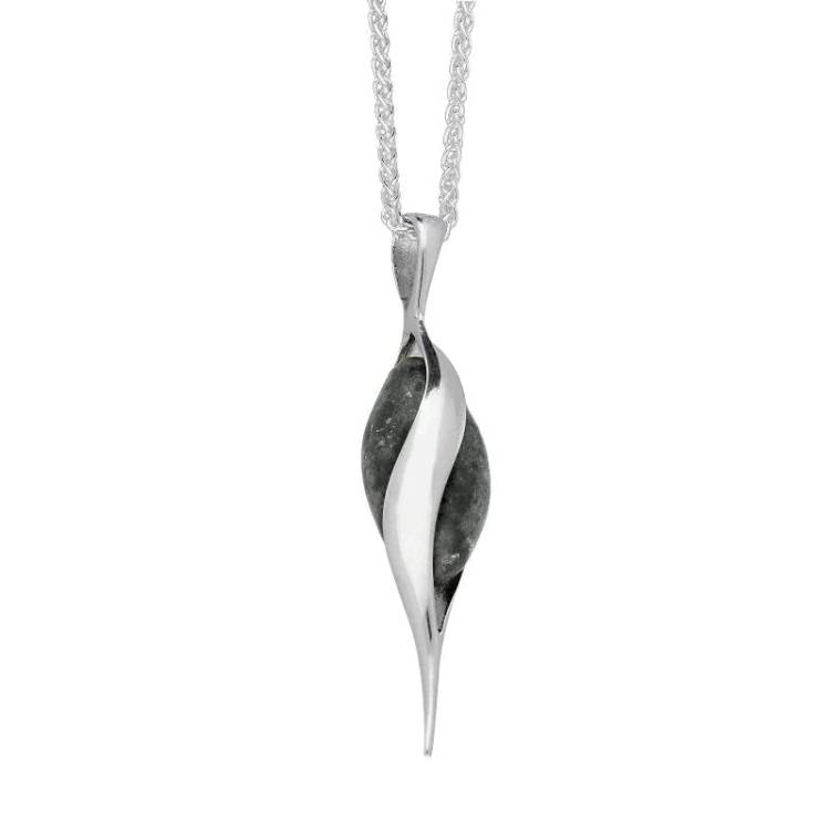 Sterling Silver Preseli Bluestone Single Stone Twist Necklace - Option1 Value Silver