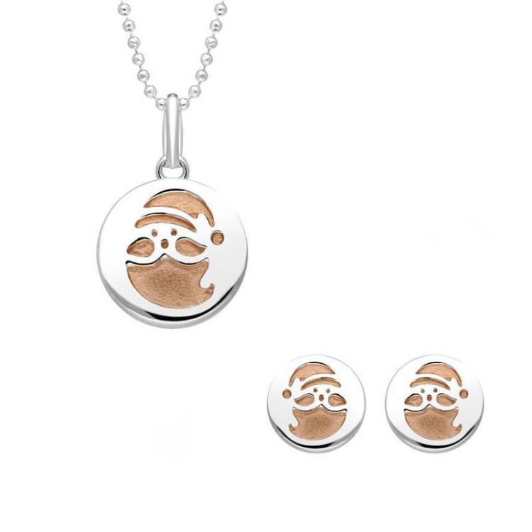 Rose Gold Rose Gold Plated Sterling Silver Santa Stencil Two Piece Set