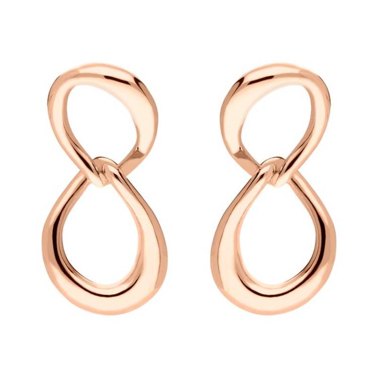 Rose Gold Plated Sterling Silver Infinity Link Stud Earrings - Option1 Value Silver