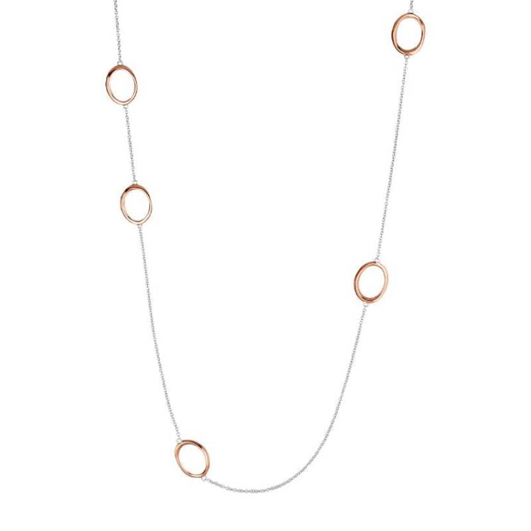 Rose Gold Plated Sterling Silver Open Oval Infinity Necklace - Option1 Value Silver