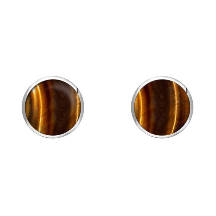 Sterling Silver Tigers Eye 5mm Classic Small Round Stud Earrings