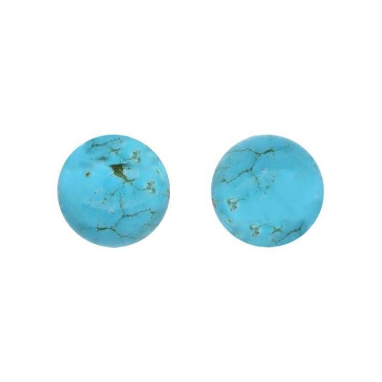 Sterling Silver Turquoise 8mm Ball Stud Earrings - Silver
