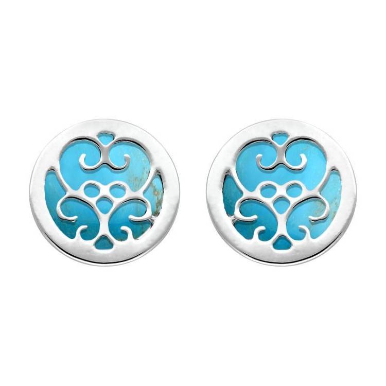 Sterling Silver Turquoise Flore Filigree Earrings