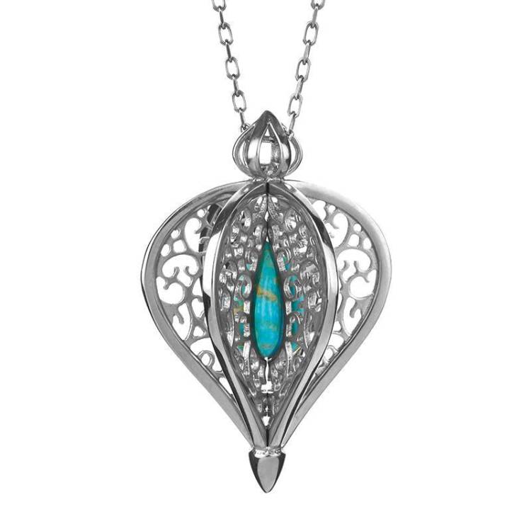Sterling Silver Turquoise Flore Filigree Small Necklace