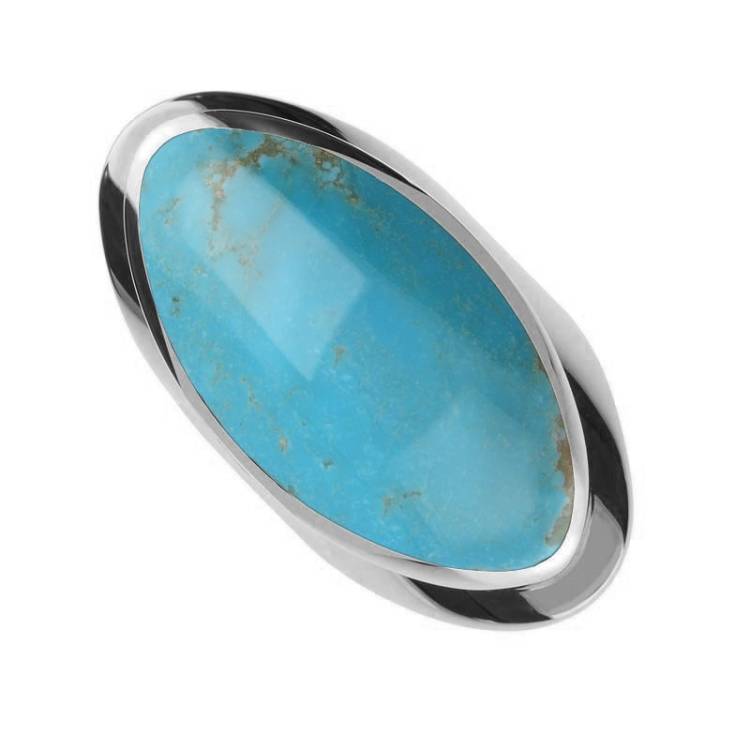 Sterling Silver Turquoise Large Oval Statement Ring - Silver