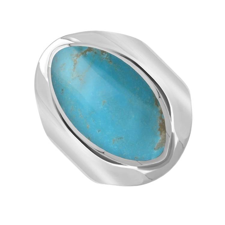 Sterling Silver Turquoise Medium Oval Ring - Silver