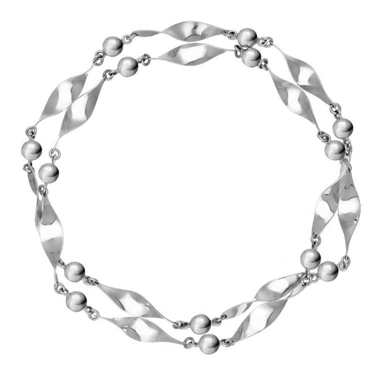 Sterling Silver Twist Bead Necklace