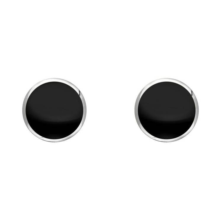 Sterling Silver Whitby Jet 5mm Classic Small Round Stud Earrings - Silver