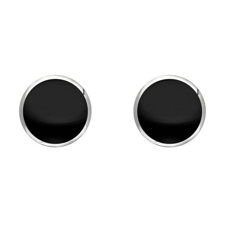 Sterling Silver Whitby Jet 6mm Classic Medium Round Stud Earrings
