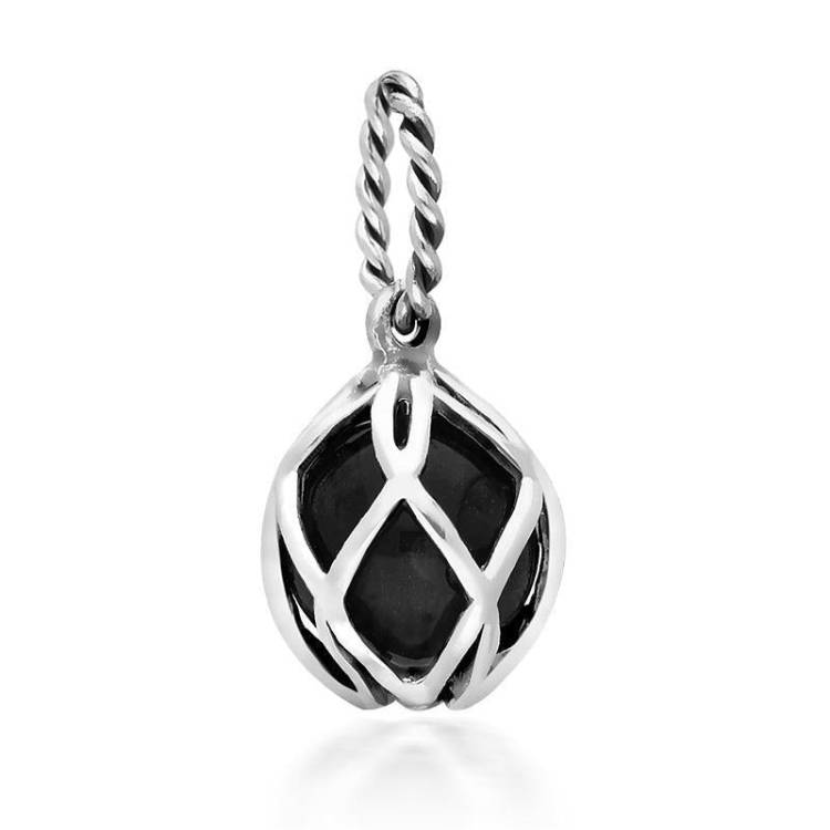 Sterling Silver Whitby Jet Emma Stothard Silver Darling 8mm Float Charm