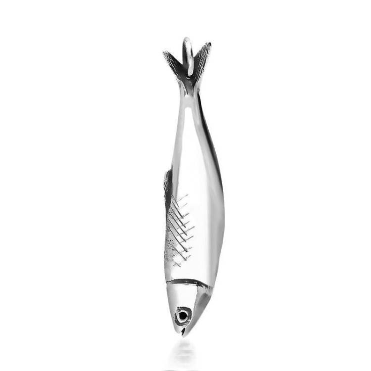 Sterling Silver Whitby Jet Emma Stothard Silver Darling Large Fish Charm