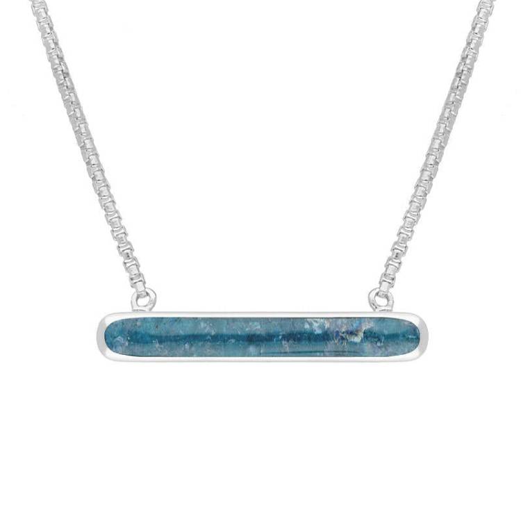 Sterling Silver Aquamarine Lineaire Oval Necklace