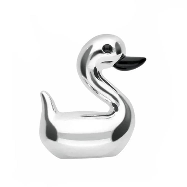 Sterling Silver Whitby Jet Luckiest Duck Small Figurine
