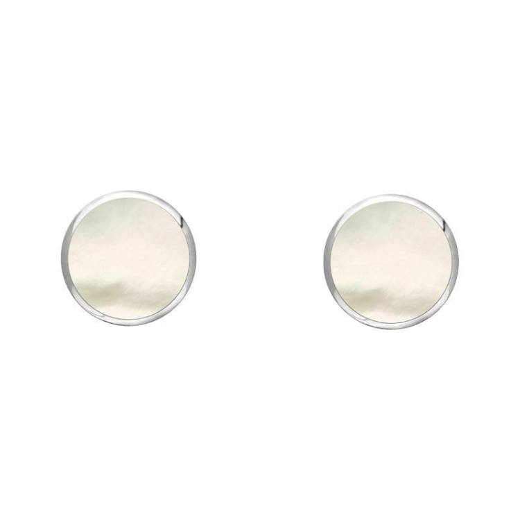 Sterling Silver White Mother of Pearl 4mm Classic Small Round Stud Earrings