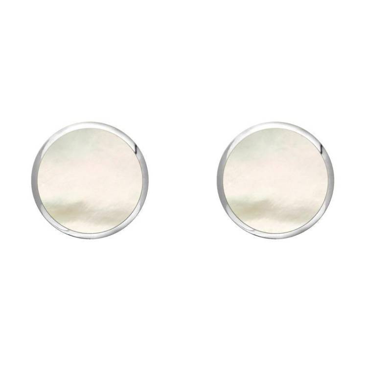 Sterling Silver White Mother of Pearl 6mm Classic Medium Round Stud Earrings