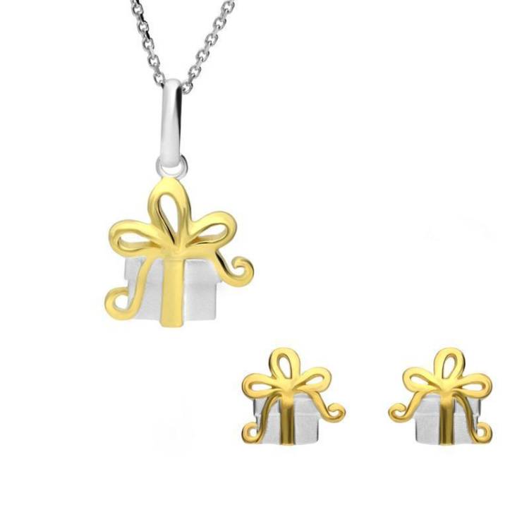 Yellow Gold Plated Sterling Silver Present Two Piece Set