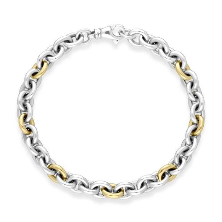Sterling Silver 18ct Yellow Gold Chain Link Handmade Bracelet