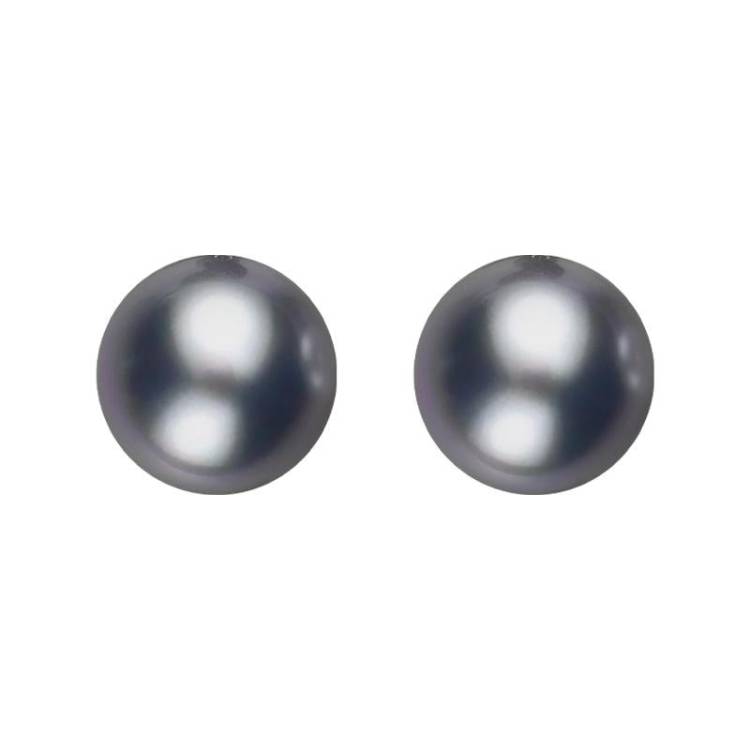 Sterling Silver 5mm Black Freshwater Pearl Stud Earrings - Silver