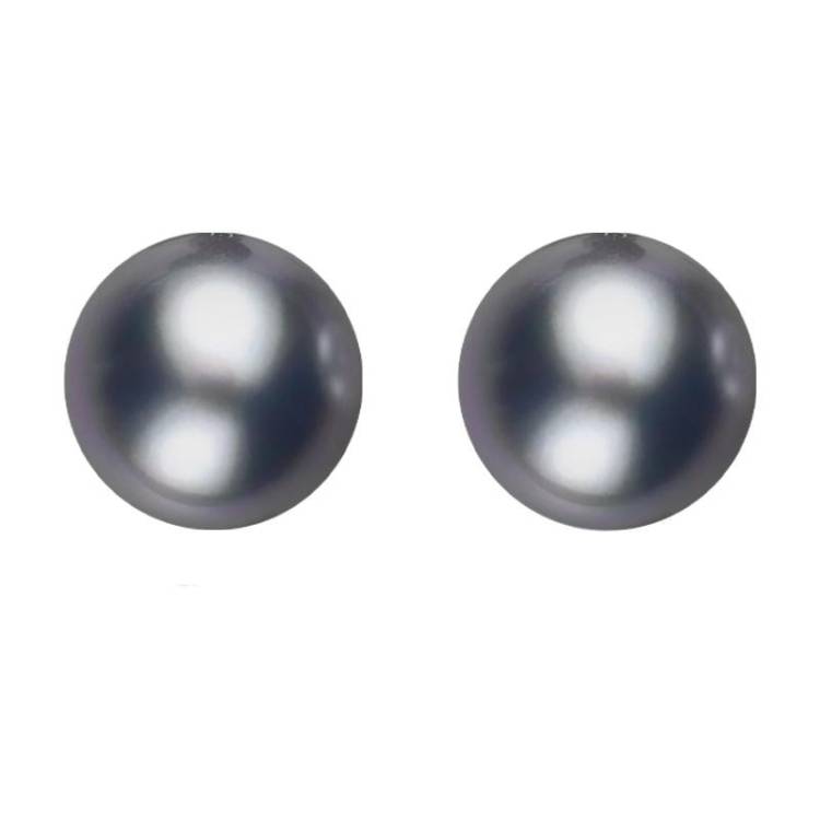 Sterling Silver 6mm Black Freshwater Pearl Stud Earrings - Silver