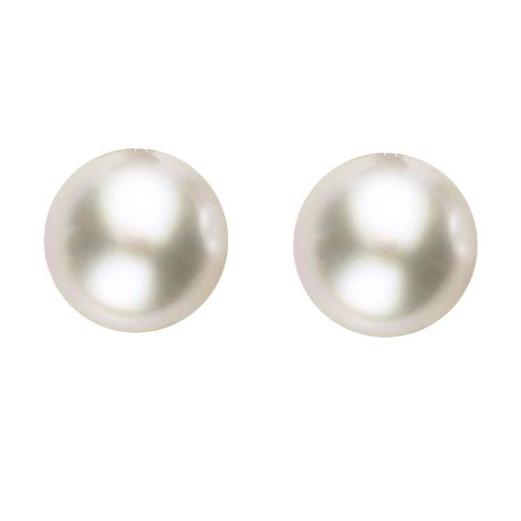 Sterling Silver 6mm White Freshwater Pearl Stud Earrings - Silver