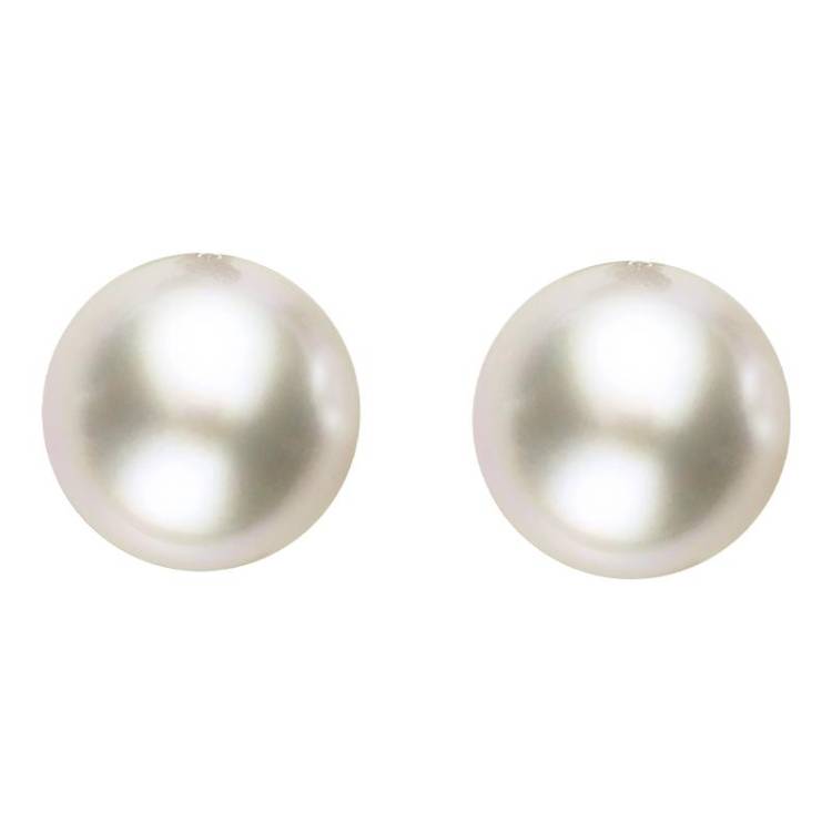 Sterling Silver 8mm White Freshwater Pearl Stud Earrings - Silver