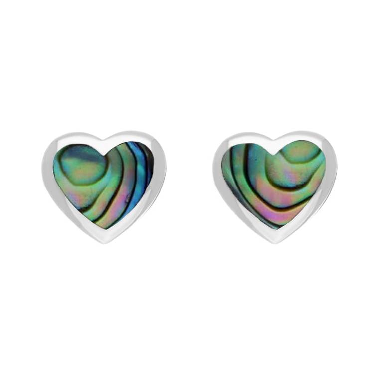Sterling Silver Abalone Heart Stud Earrings - Option1 Value Silver