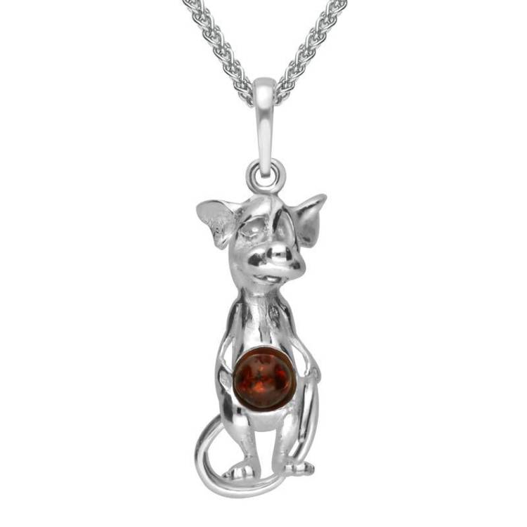 Sterling Silver Amber Small Mouse Necklace