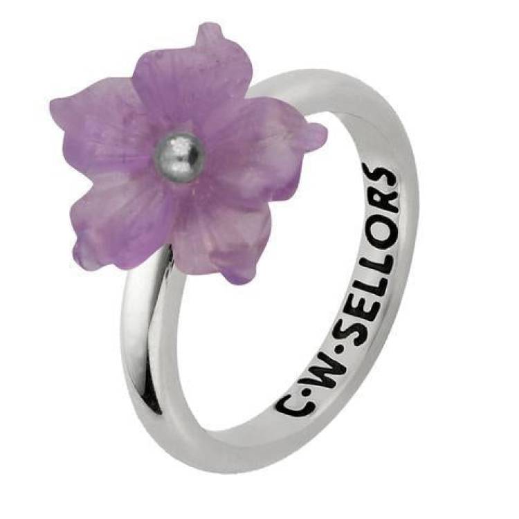 Sterling Silver Amethyst Tuberose 10mm Carnation Ring - Silver