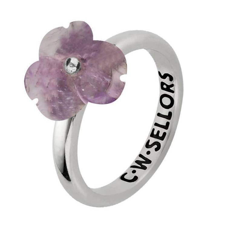 Sterling Silver Amethyst Tuberose 10mm Clover Ring - Silver