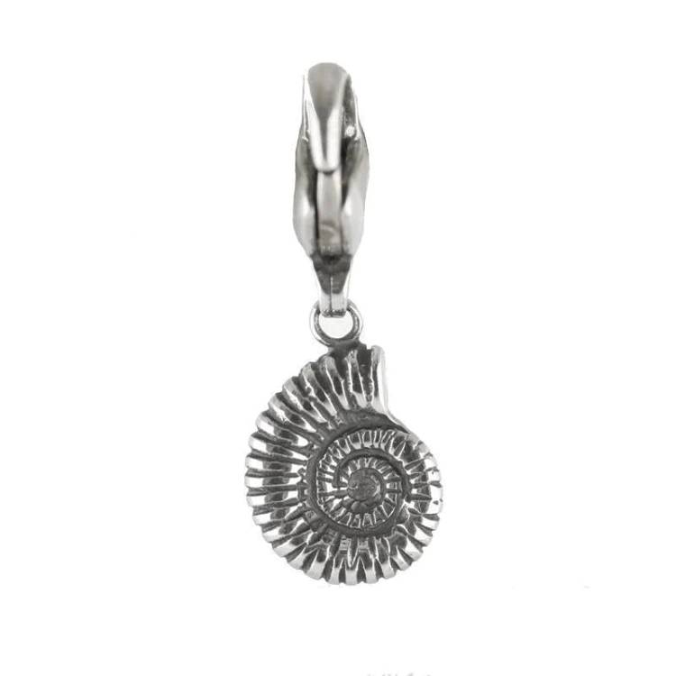 Sterling Silver Ammonite Charm - Silver