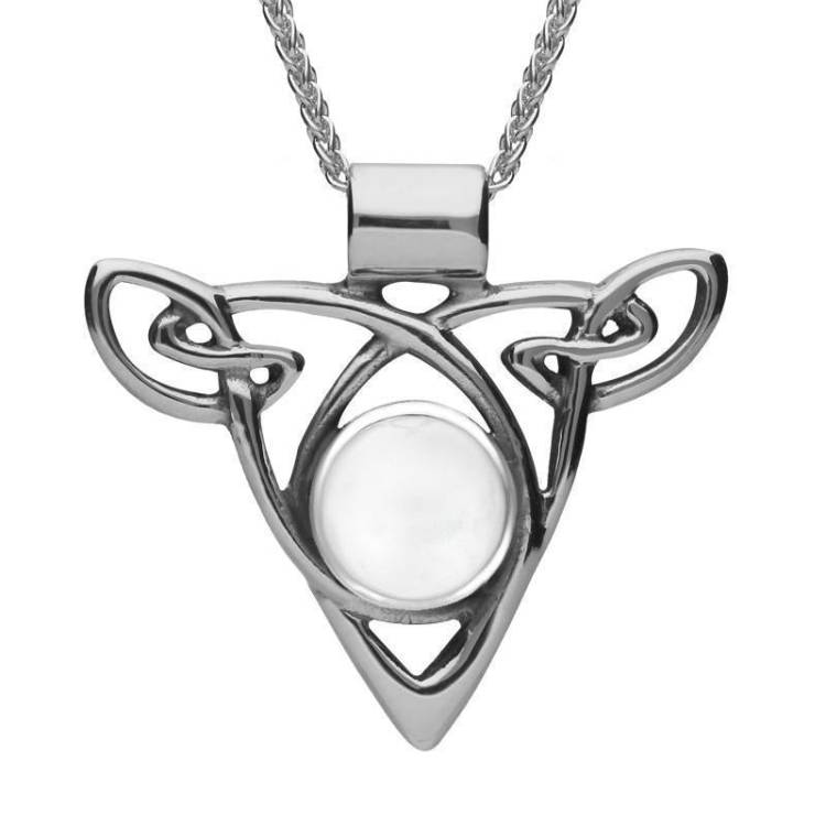Sterling Silver Bauxite Celtic Triangle Knot Necklace - Silver