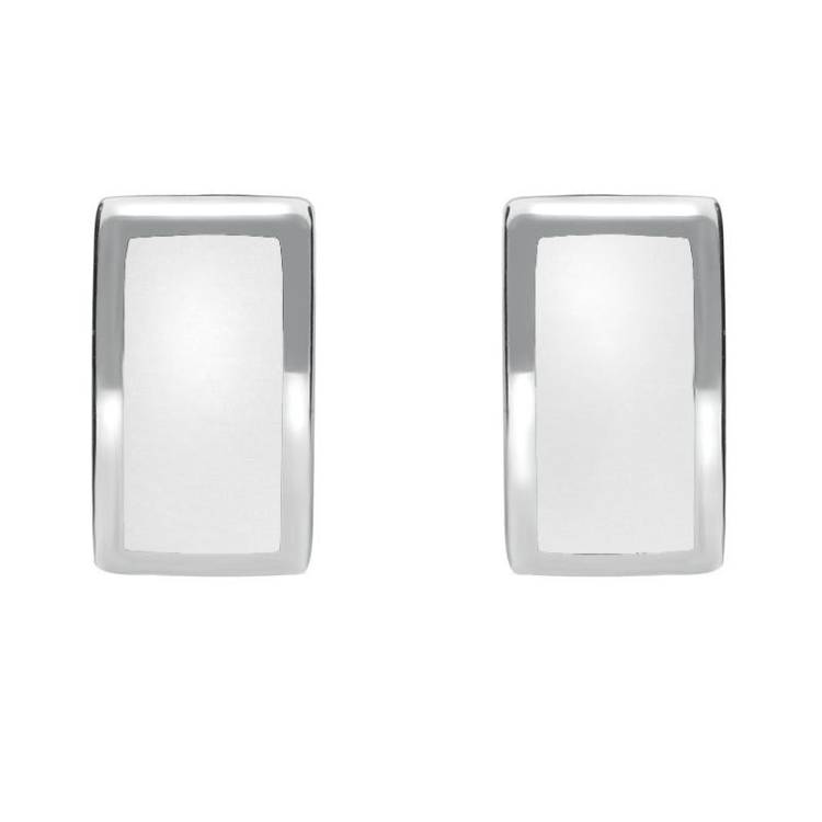 Sterling Silver Bauxite Curved Oblong Stud Earrings