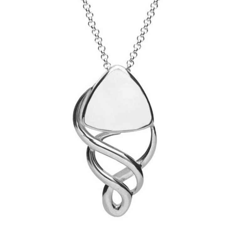 Sterling Silver Bauxite Curved Triangle Celtic Necklace - Silver