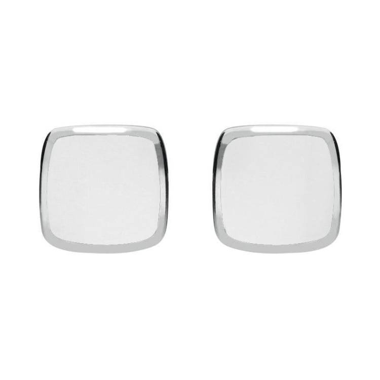 Sterling Silver Bauxite Cushion Stud Earrings - Silver