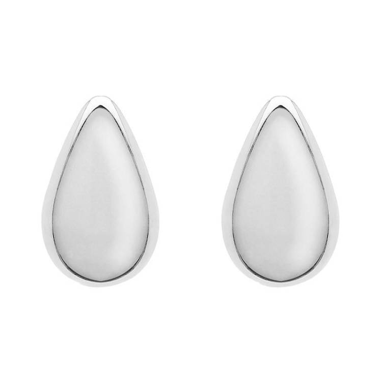 Sterling Silver Bauxite Small Teardrop Stud Earrings - Silver