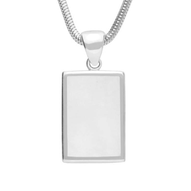 Sterling Silver Bauxite Flat Oblong Classic Necklace - Silver
