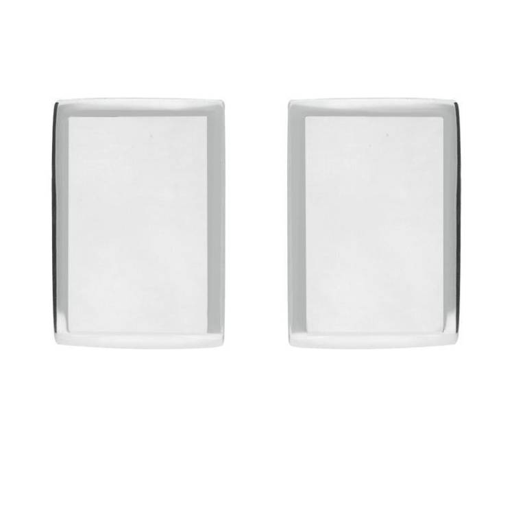 Sterling Silver Bauxite Flat Oblong Stud Earrings