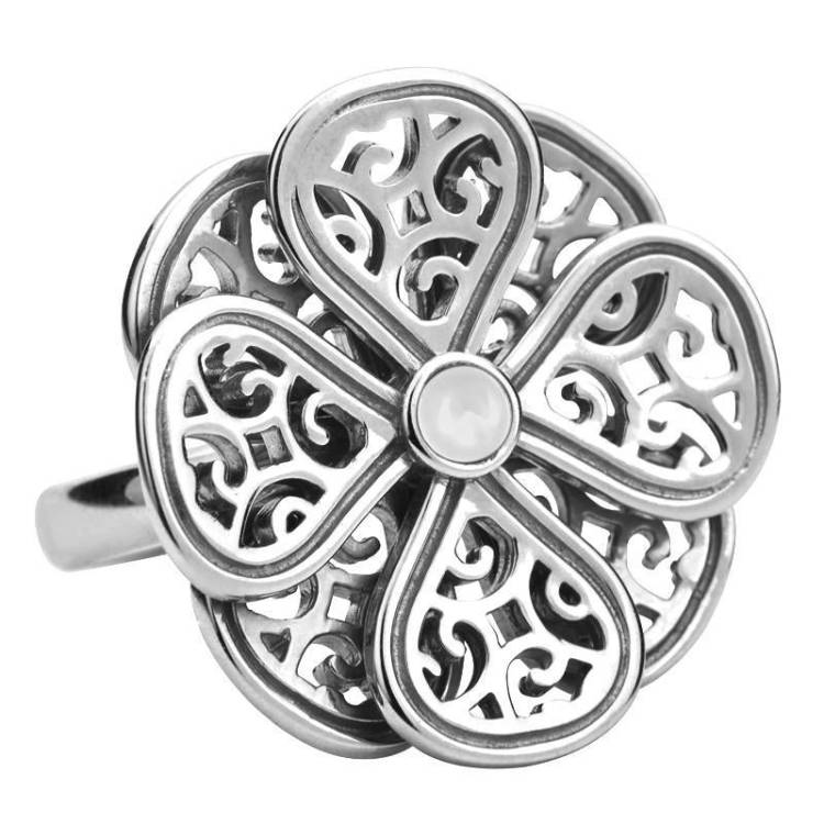 Sterling Silver Bauxite Flore Eight Petal Flower Ring