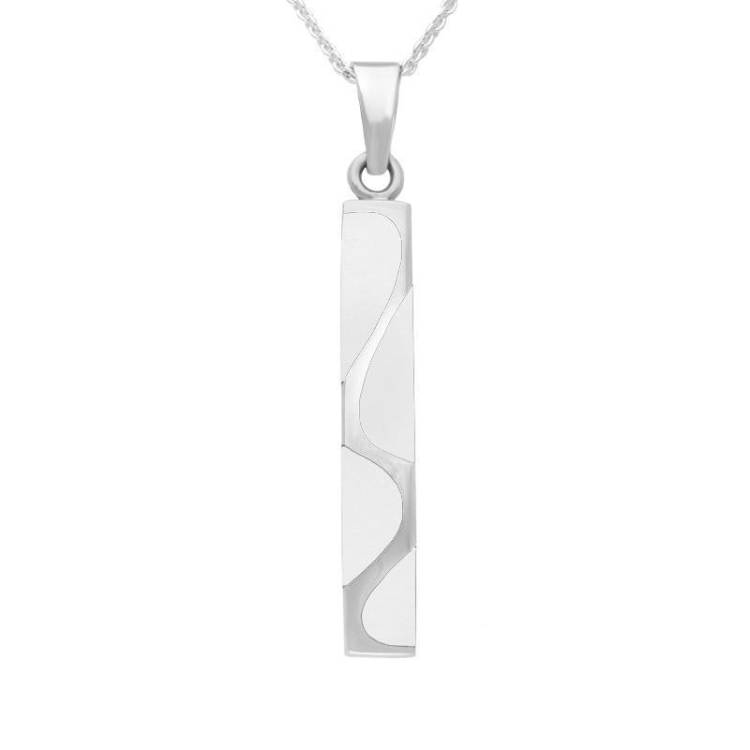 Sterling Silver Bauxite Four Stone Curved Oblong Necklace - Silver
